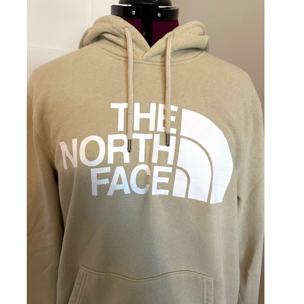 The North Face Mens Circular Design Hoodie Tan Khaki Logo Pullover Size M